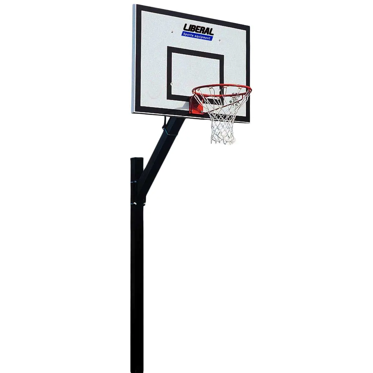 Adjustable outdoor basketball hoop with backboard and net