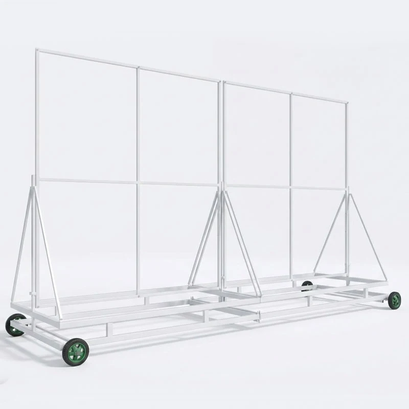Studio side view of a white Liberal double-action cricket sight screen frame.