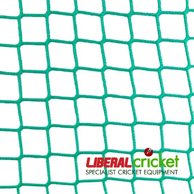 Liberal Cricket Net Cage 50ft x 25ft x10 ft – HDPE NETING Practice Enclosure LLM Pakistan Close-up view of Liberal Lawn Mowers polyester cricket net in green, highlighting mesh quality and durability