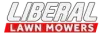 Official Liberal Lawn Mowers logo – white and red branding for company website and corporate identity