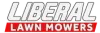 Official Liberal Lawn Mowers logo – white and red branding for company website and corporate identity