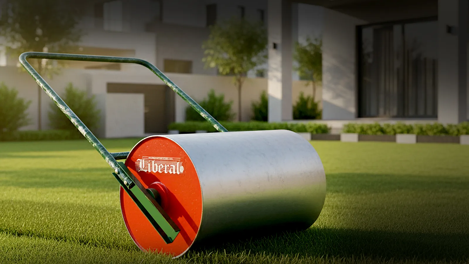 Liberal hand push lawn roller in a green backyard – Pakistan lawn care equipment