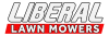 Official Liberal Lawn Mowers logo – white and red branding for company website and corporate identity