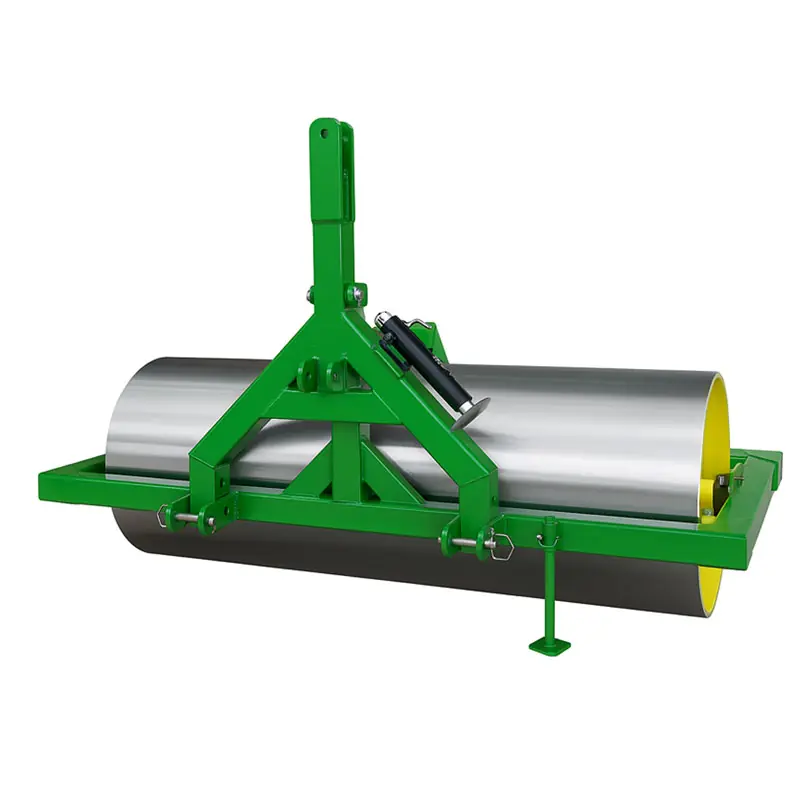 Tractor Trailed Lawn Roller Front view of a heavy-duty tractor-trailed roller for leveling cricket outfields and sports grounds in stadiums and complexes across Pakistan.