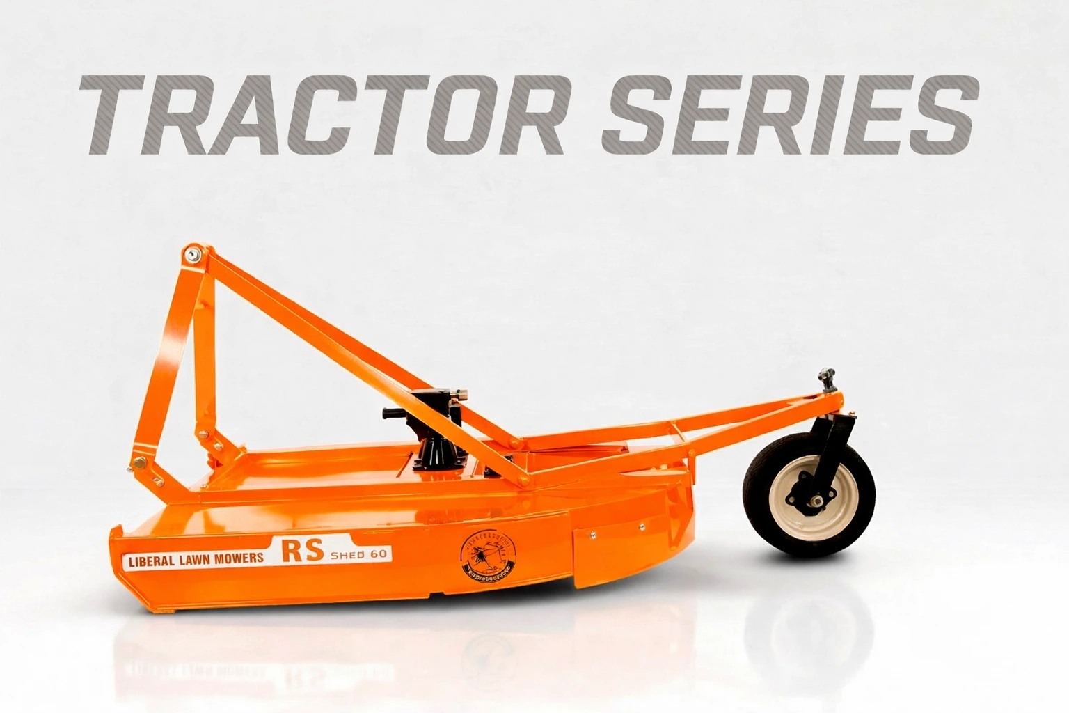 Tractor-mounted rotary slasher machine RC 60 for large-scale grass cutting in Pakistan.