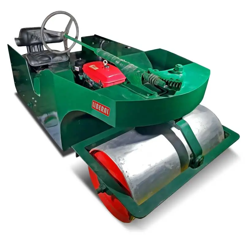 Liberal ATR-2000 Auto Cricket Pitch Roller – 2000kg Diesel/Petrol | Pakistan | auto cricket pitch roller | Liberal Lawn Mowers – Pakistan’s Trusted Turf Care & Sports Ground Equipment Manufacturer Auto Turf Roller 2000 kg Manual Steering Side View Green – Sports Ground Equipment Pakistan